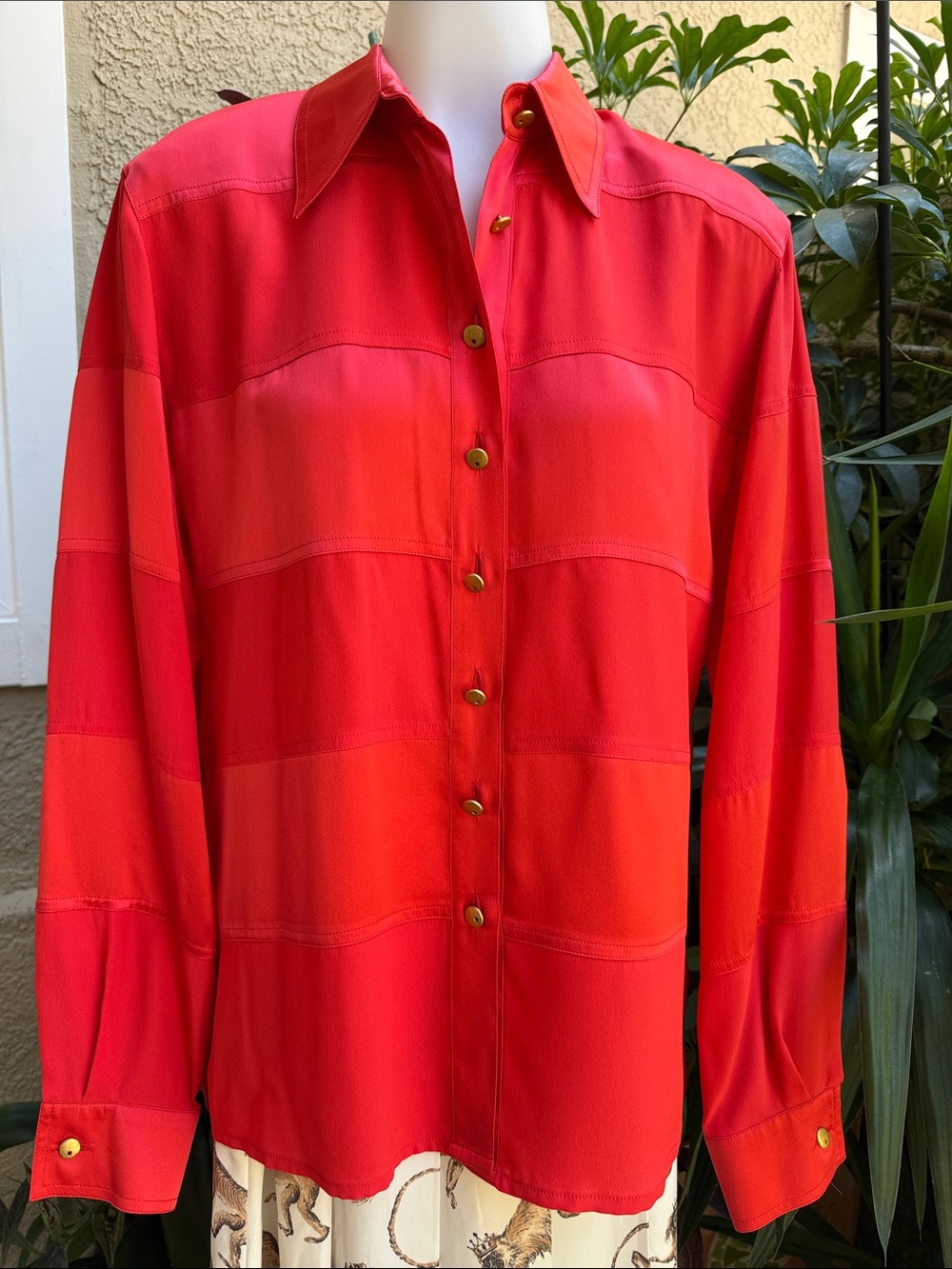 Vintage Escada Scarlet Red Silk Blouse